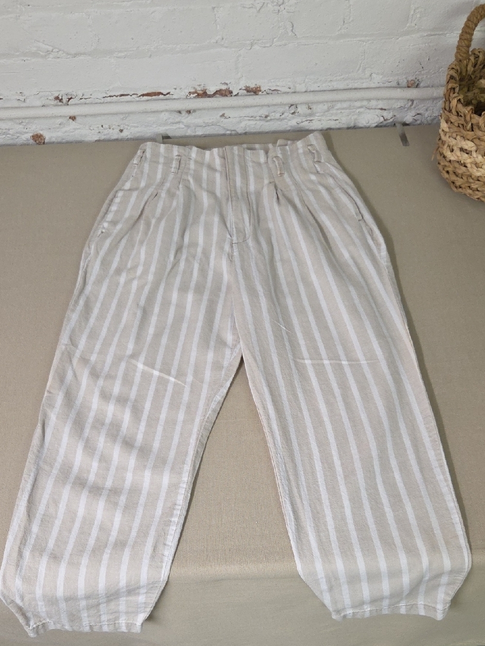 Abercrombie Linen 90s Style/ High Waist/ Pinstripe Size Med